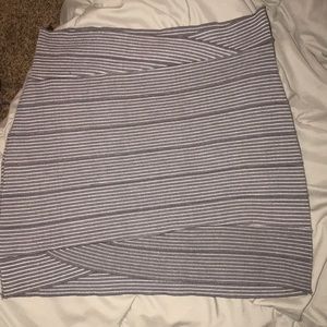 Grey and white striped mini skirt